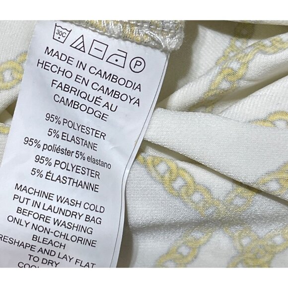 Michael Michael Kors Pullover Top Size L Large Chain Print White Yellow - Picture 7 of 7
